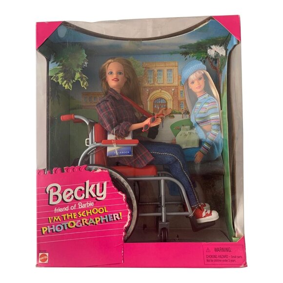 1998 Becky Friend of Barbie Doll #20202 School Photographer with Wheelchair NIB - Picture 1 of 6